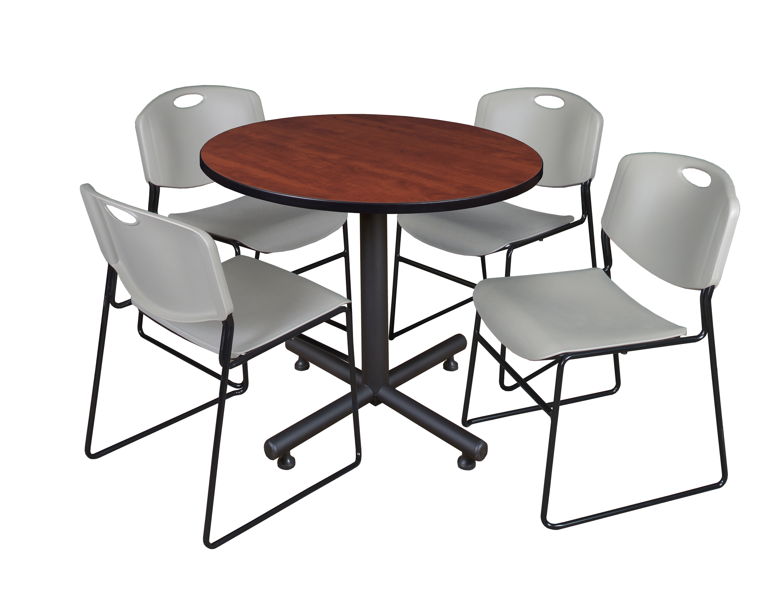 Regency Kobe 30 in. Square XBase Breakroom Table 4 Zeng Stack Chairs - Picture 19 of 26