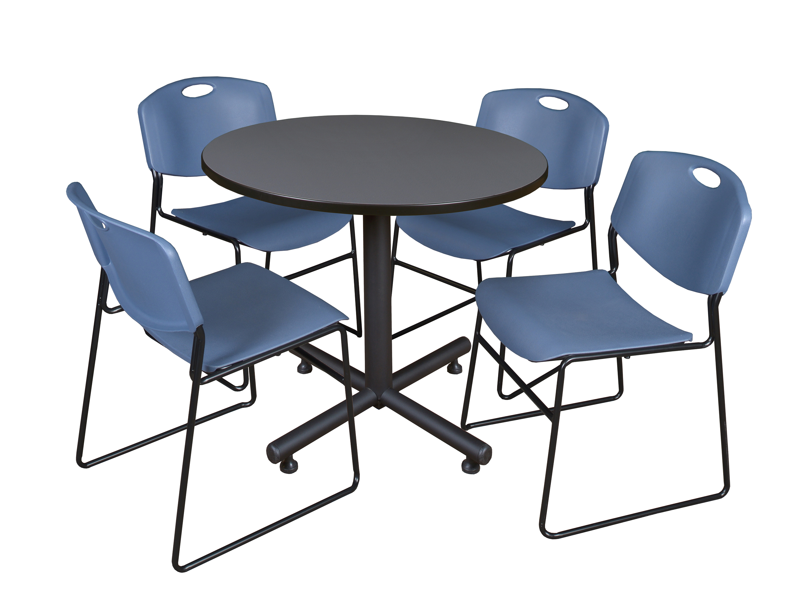 Regency Kobe 30 in. Square XBase Breakroom Table 4 Zeng Stack Chairs - Picture 13 of 26