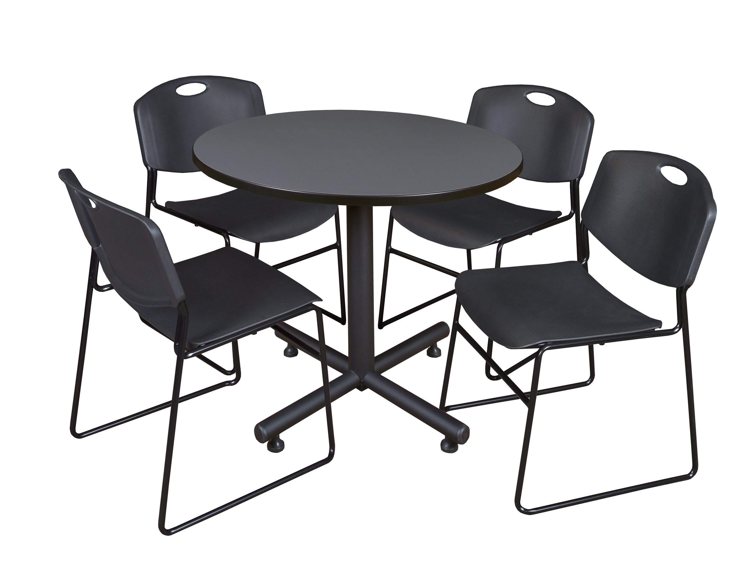 Regency Kobe 30 in. Square XBase Breakroom Table 4 Zeng Stack Chairs - Picture 5 of 26
