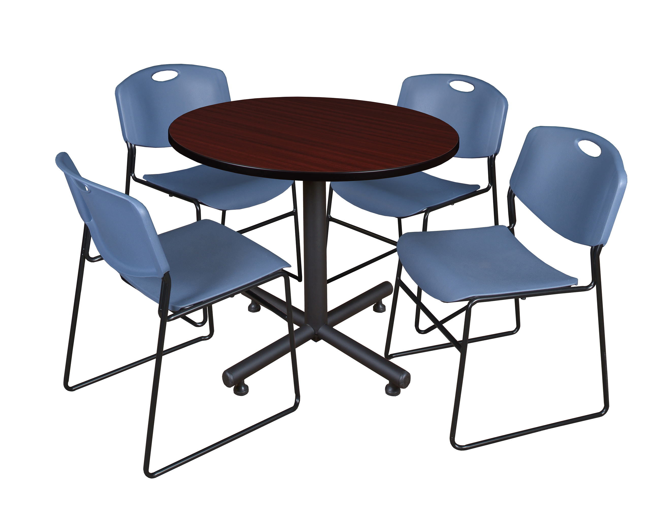 Regency Kobe 30 in. Square XBase Breakroom Table 4 Zeng Stack Chairs - Picture 15 of 26