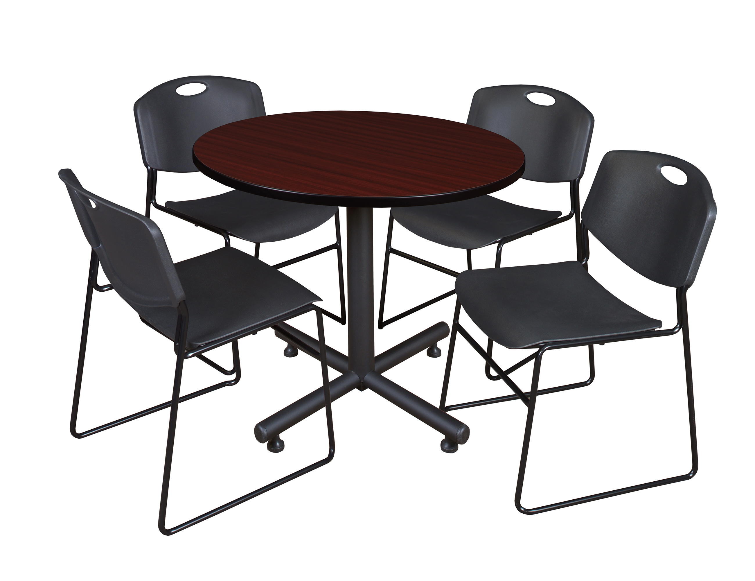 Regency Kobe 30 in. Square XBase Breakroom Table 4 Zeng Stack Chairs - Picture 7 of 26