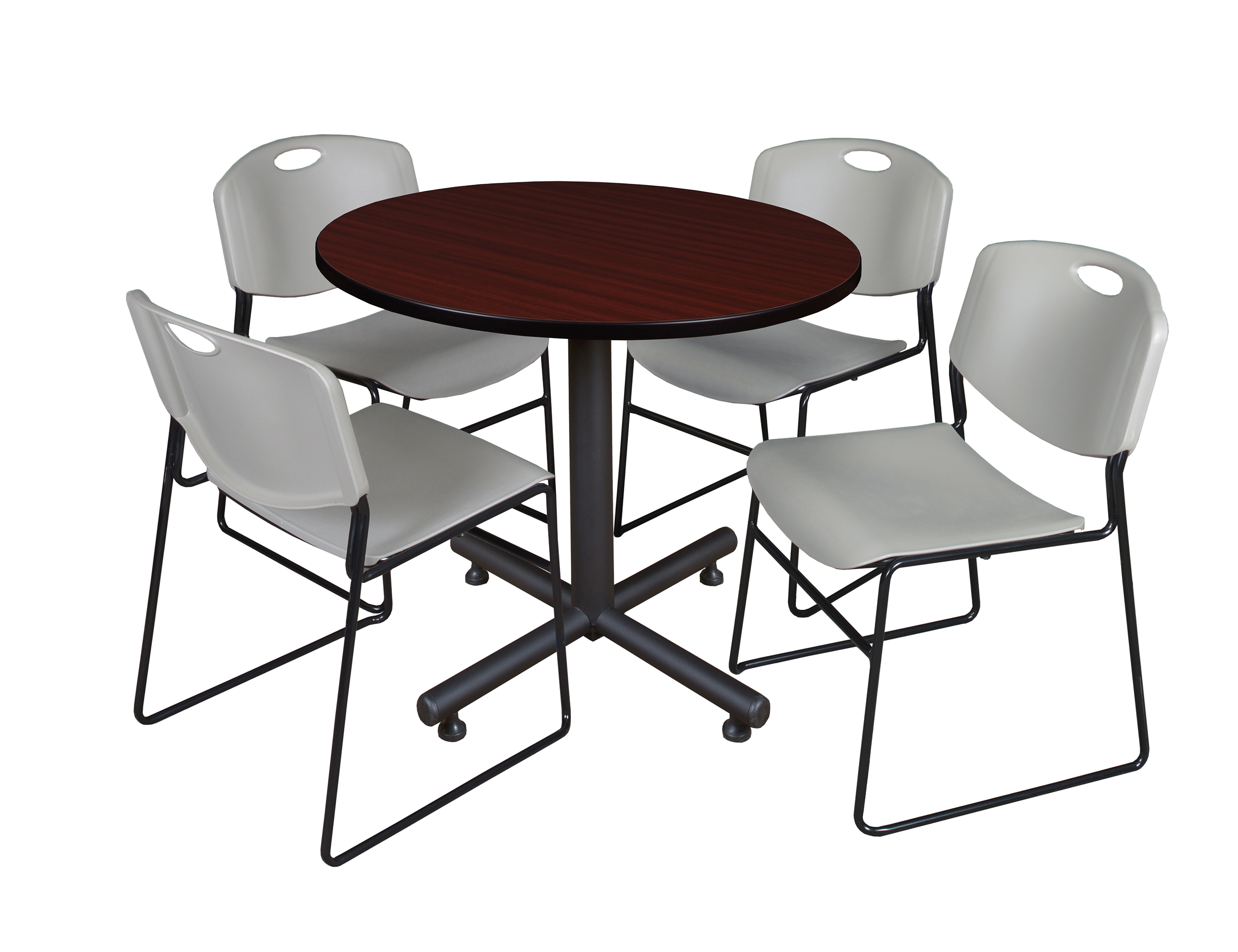 Regency Kobe 30 in. Square XBase Breakroom Table 4 Zeng Stack Chairs - Picture 23 of 26