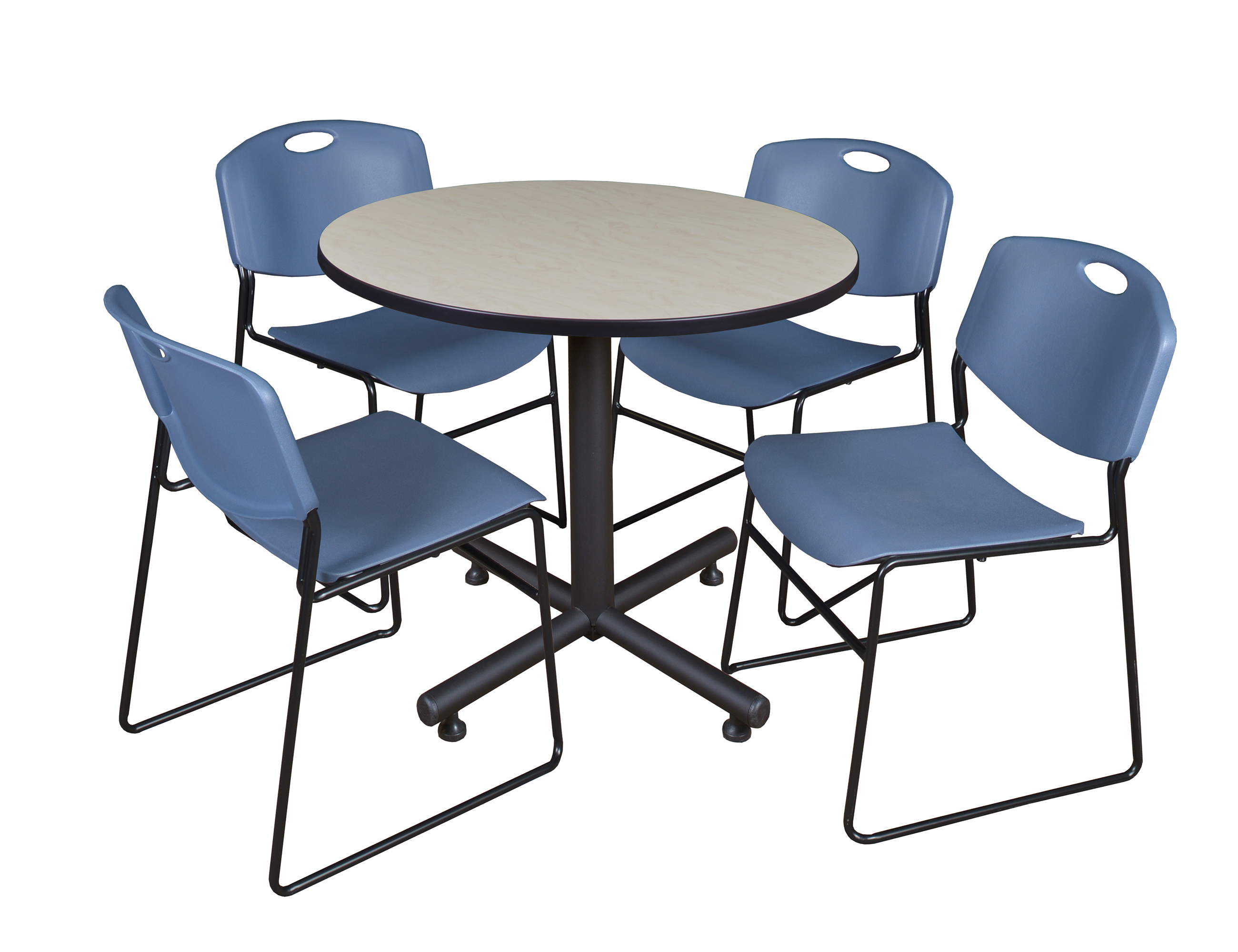 Regency Kobe 30 in. Square XBase Breakroom Table 4 Zeng Stack Chairs - Picture 17 of 26
