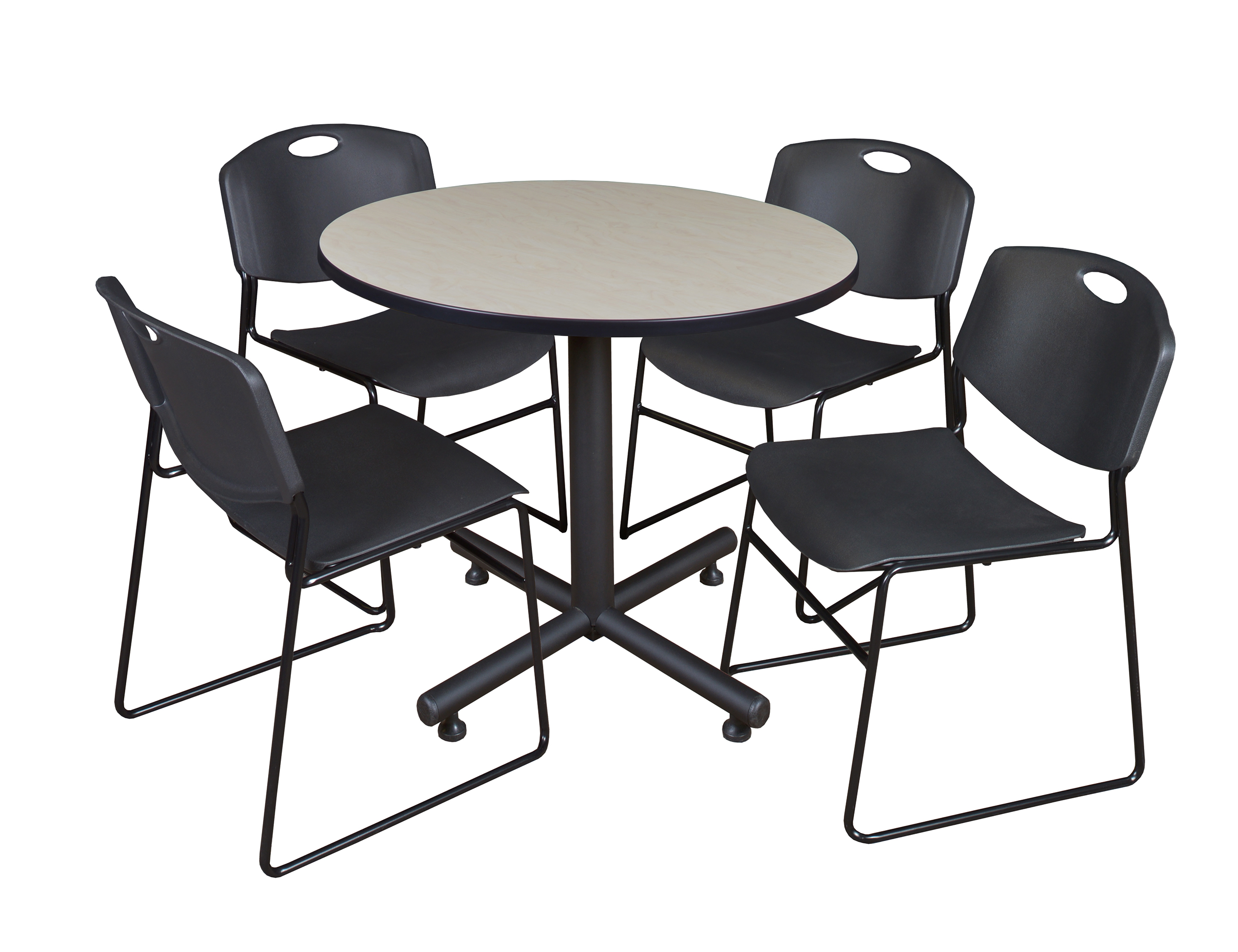 Regency Kobe 30 in. Square XBase Breakroom Table 4 Zeng Stack Chairs - Picture 9 of 26