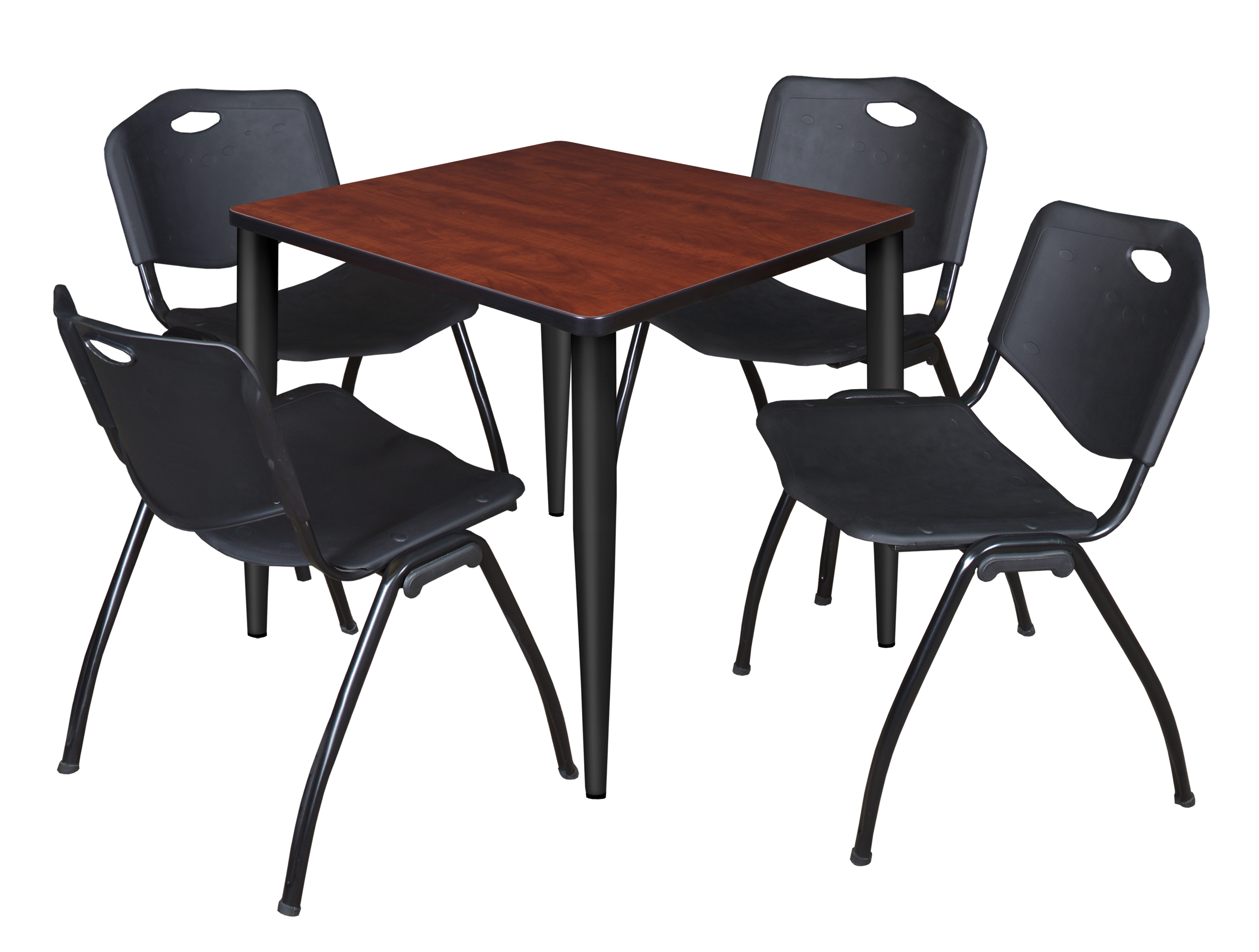 Regency Kahlo 30 in. Square Breakroom Table Top Black Base & 4 M Stack Chairs - Picture 19 of 44