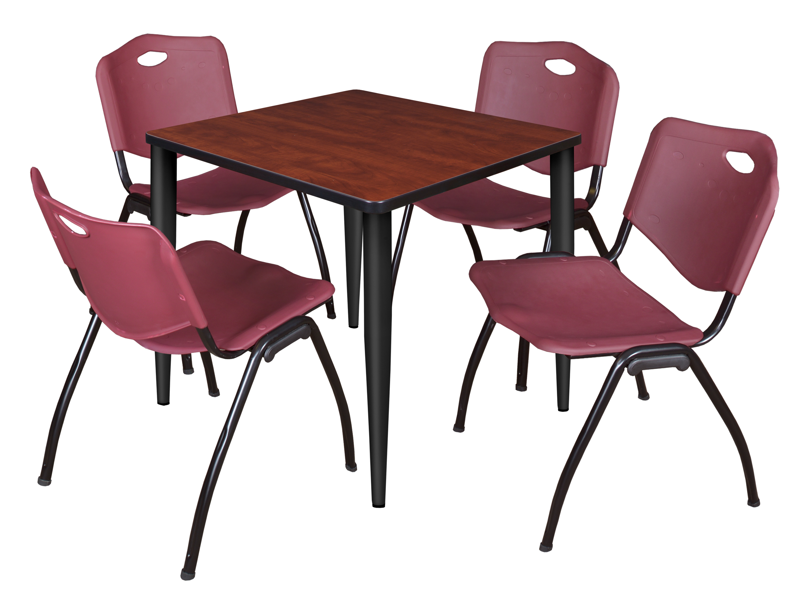 Regency Kahlo 30 in. Square Breakroom Table Top Black Base & 4 M Stack Chairs - Picture 11 of 44