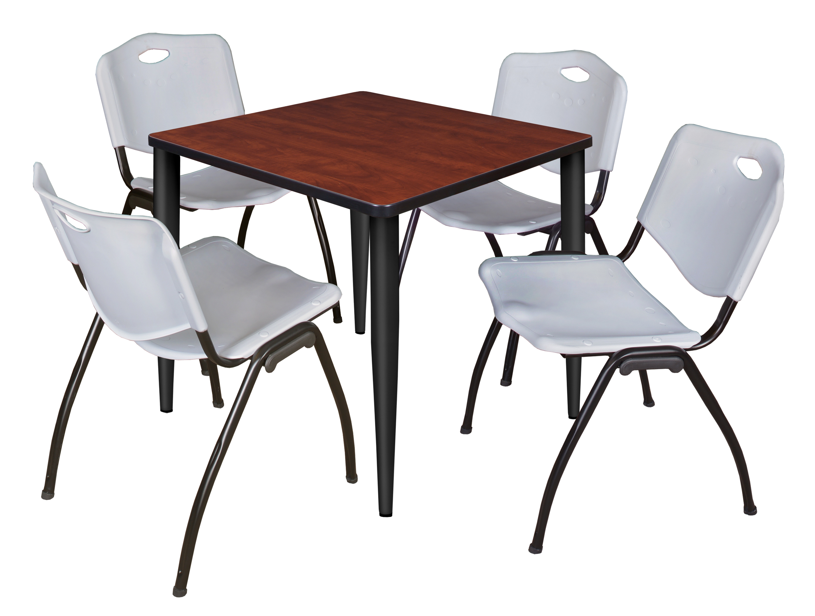 Regency Kahlo 30 in. Square Breakroom Table Top Black Base & 4 M Stack Chairs - Picture 21 of 44