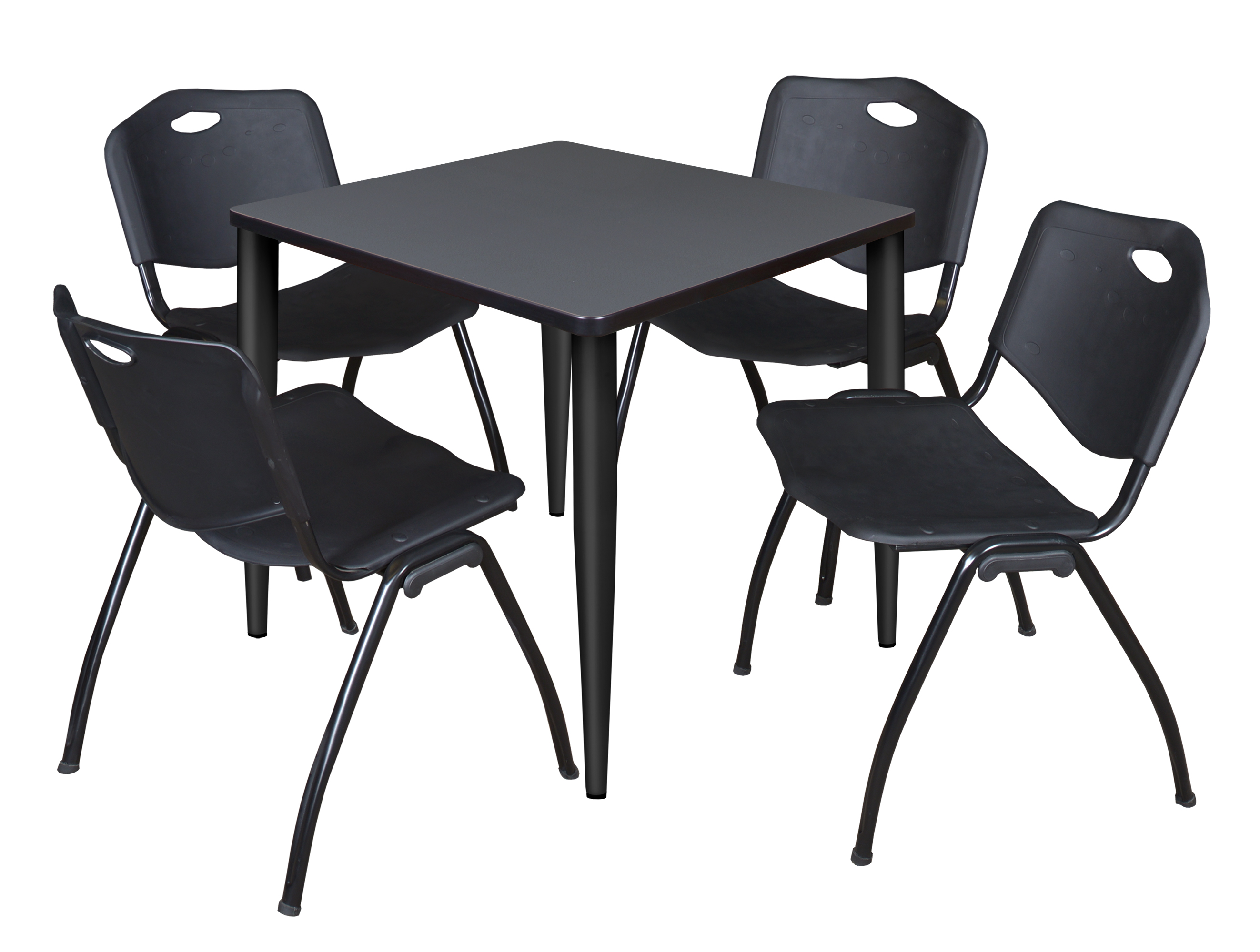 Regency Kahlo 30 in. Square Breakroom Table Top Black Base & 4 M Stack Chairs - Picture 23 of 44