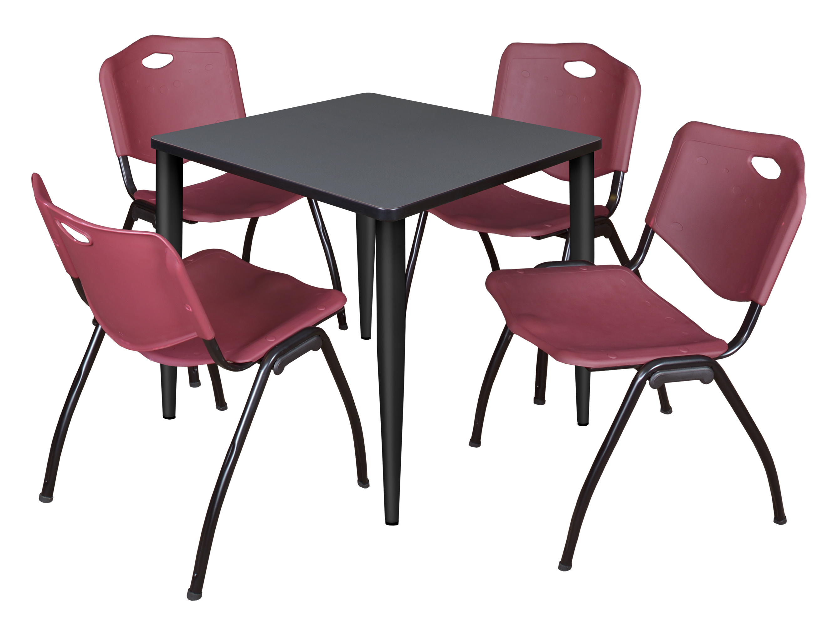 Regency Kahlo 30 in. Square Breakroom Table Top Black Base & 4 M Stack Chairs - Picture 13 of 44