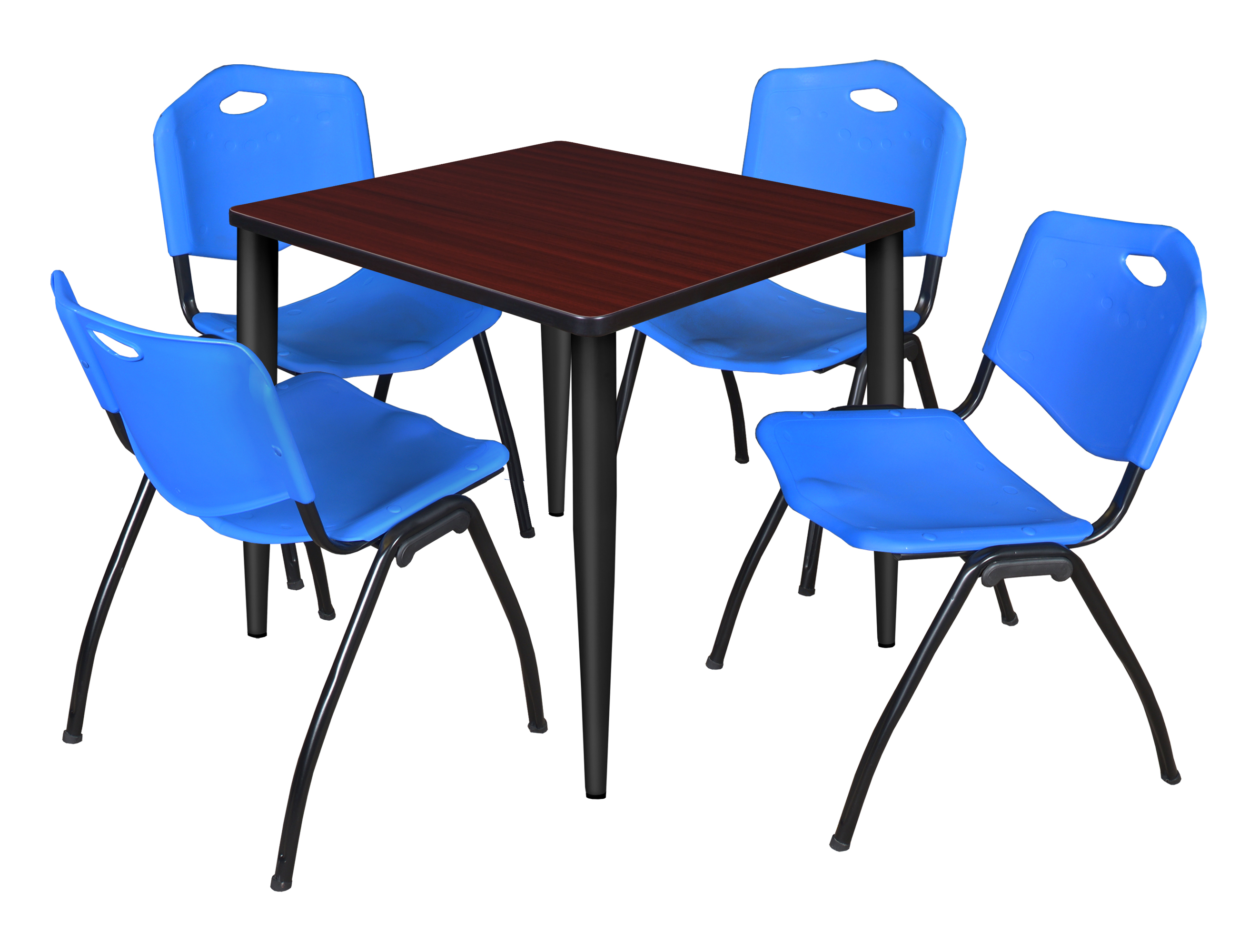 Regency Kahlo 30 in. Square Breakroom Table Top Black Base & 4 M Stack Chairs - Picture 7 of 44