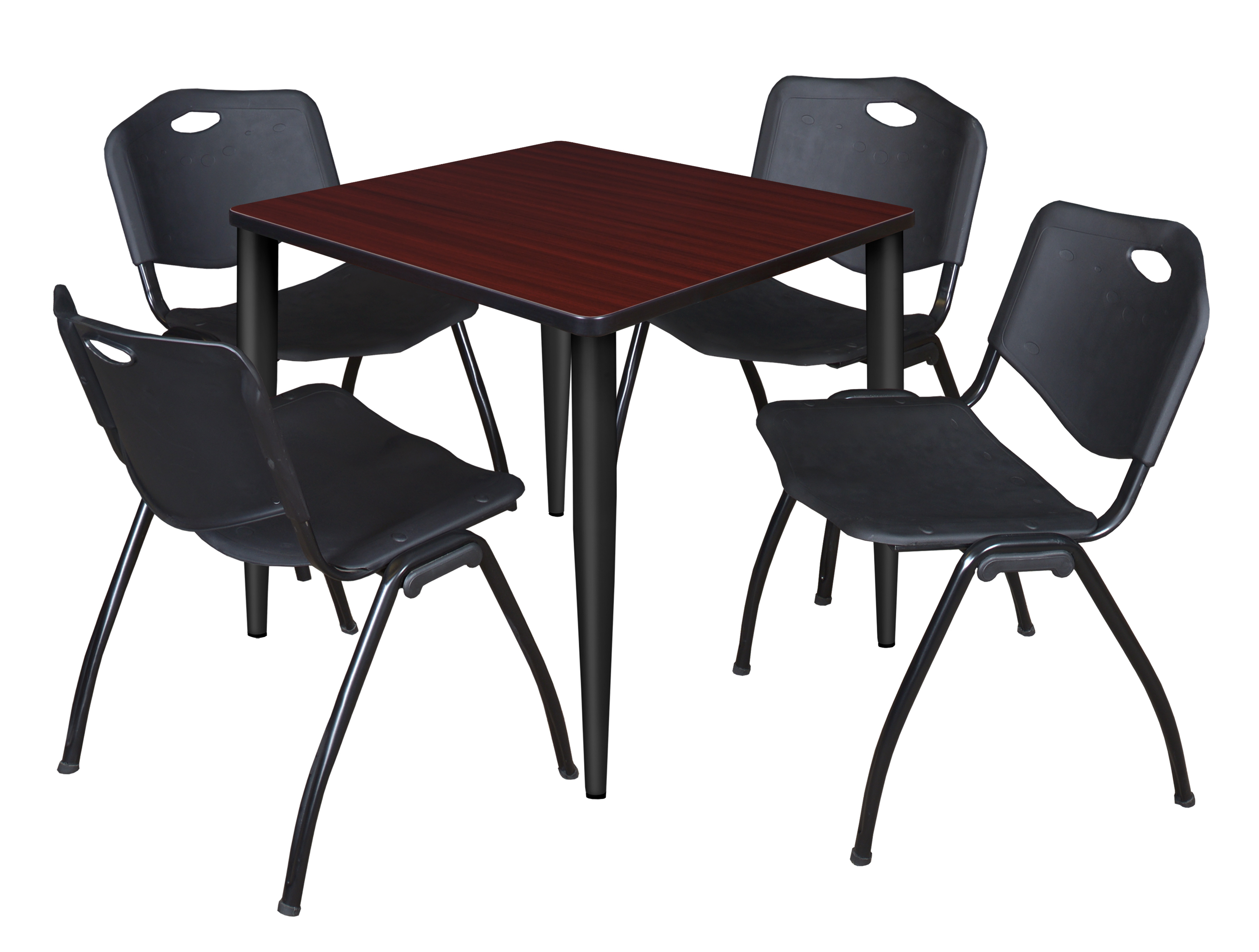 Regency Kahlo 30 in. Square Breakroom Table Top Black Base & 4 M Stack Chairs - Picture 29 of 44