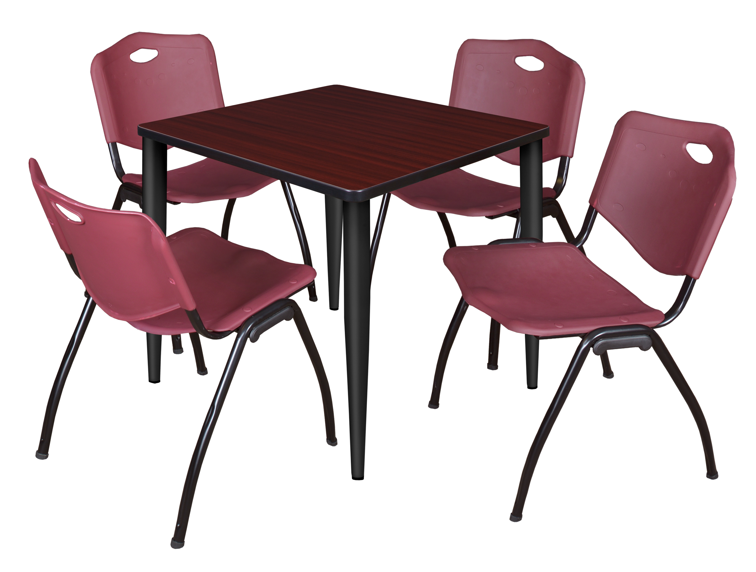 Regency Kahlo 30 in. Square Breakroom Table Top Black Base & 4 M Stack Chairs - Picture 15 of 44