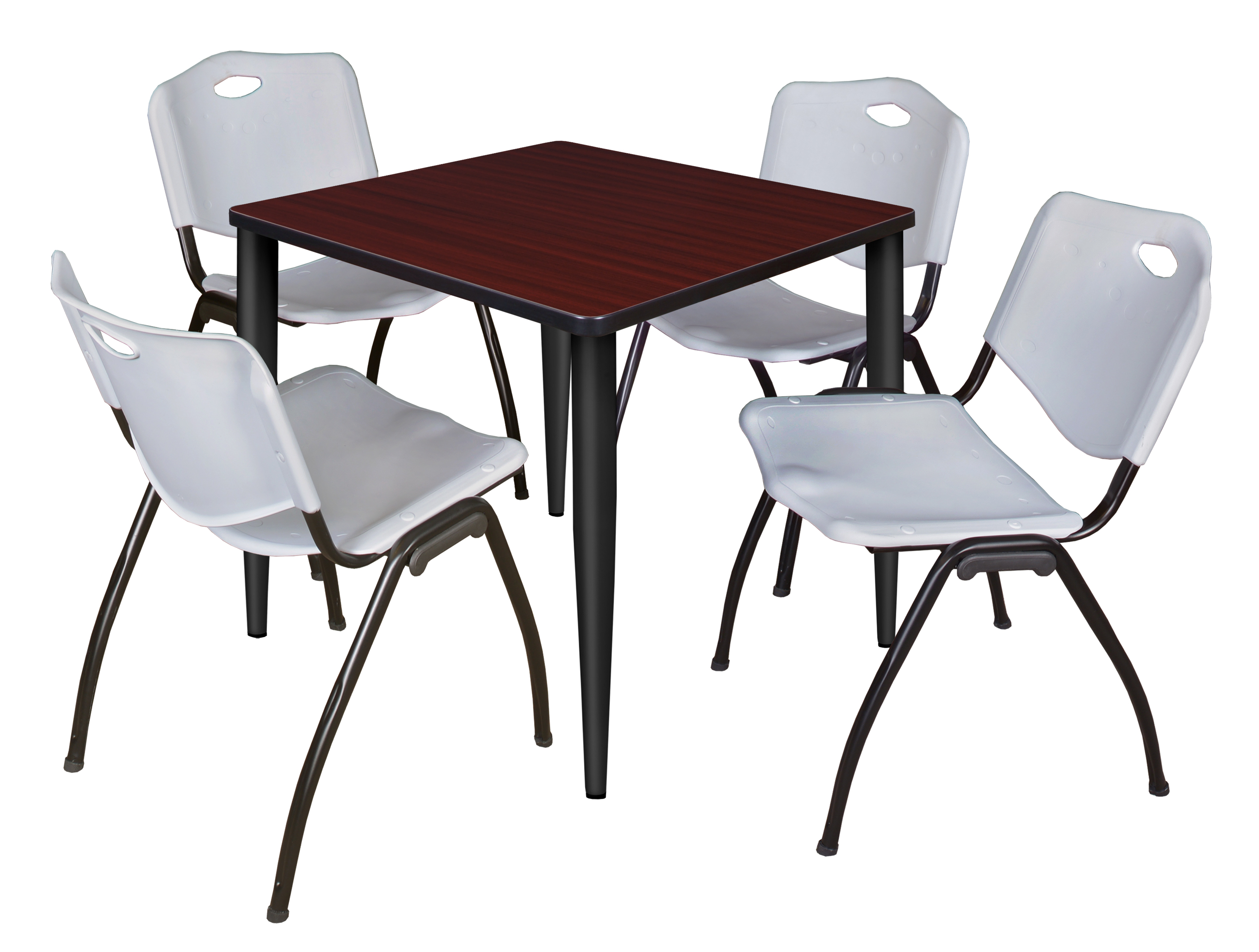 Regency Kahlo 30 in. Square Breakroom Table Top Black Base & 4 M Stack Chairs - Picture 25 of 44