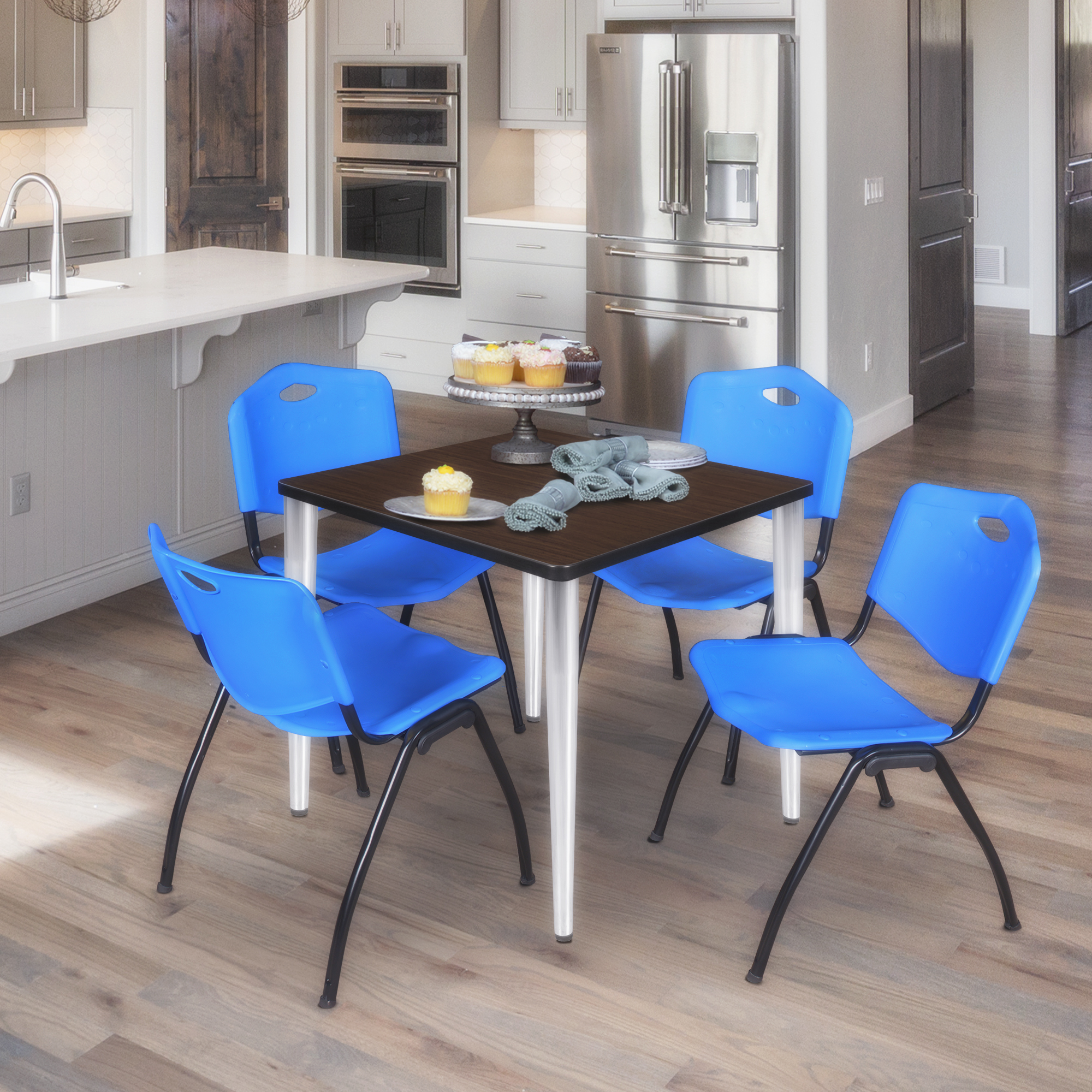 Regency Kahlo 30 in. Square Breakroom Table Top Black Base & 4 M Stack Chairs - Picture 38 of 44