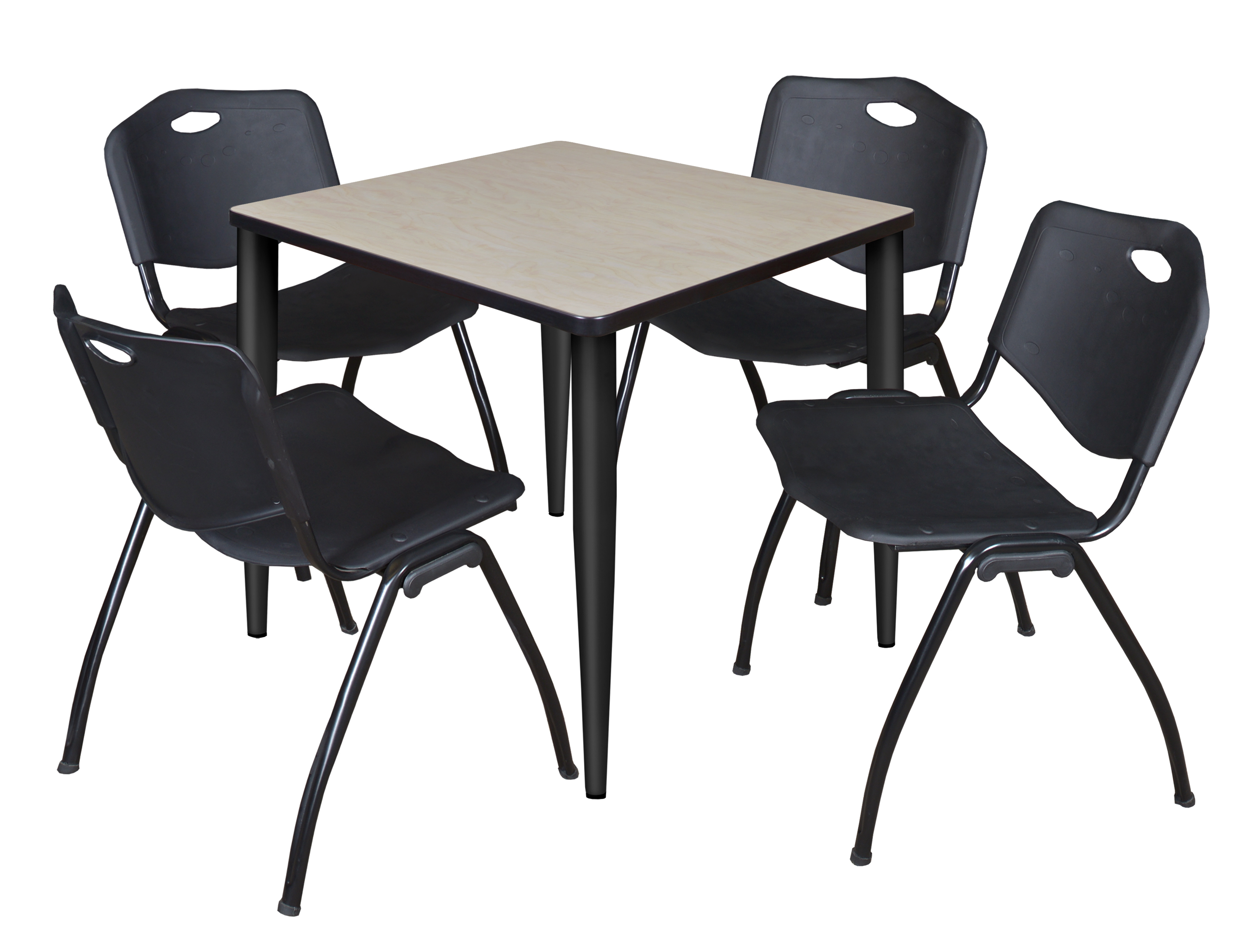 Regency Kahlo 30 in. Square Breakroom Table Top Black Base & 4 M Stack Chairs - Picture 31 of 44