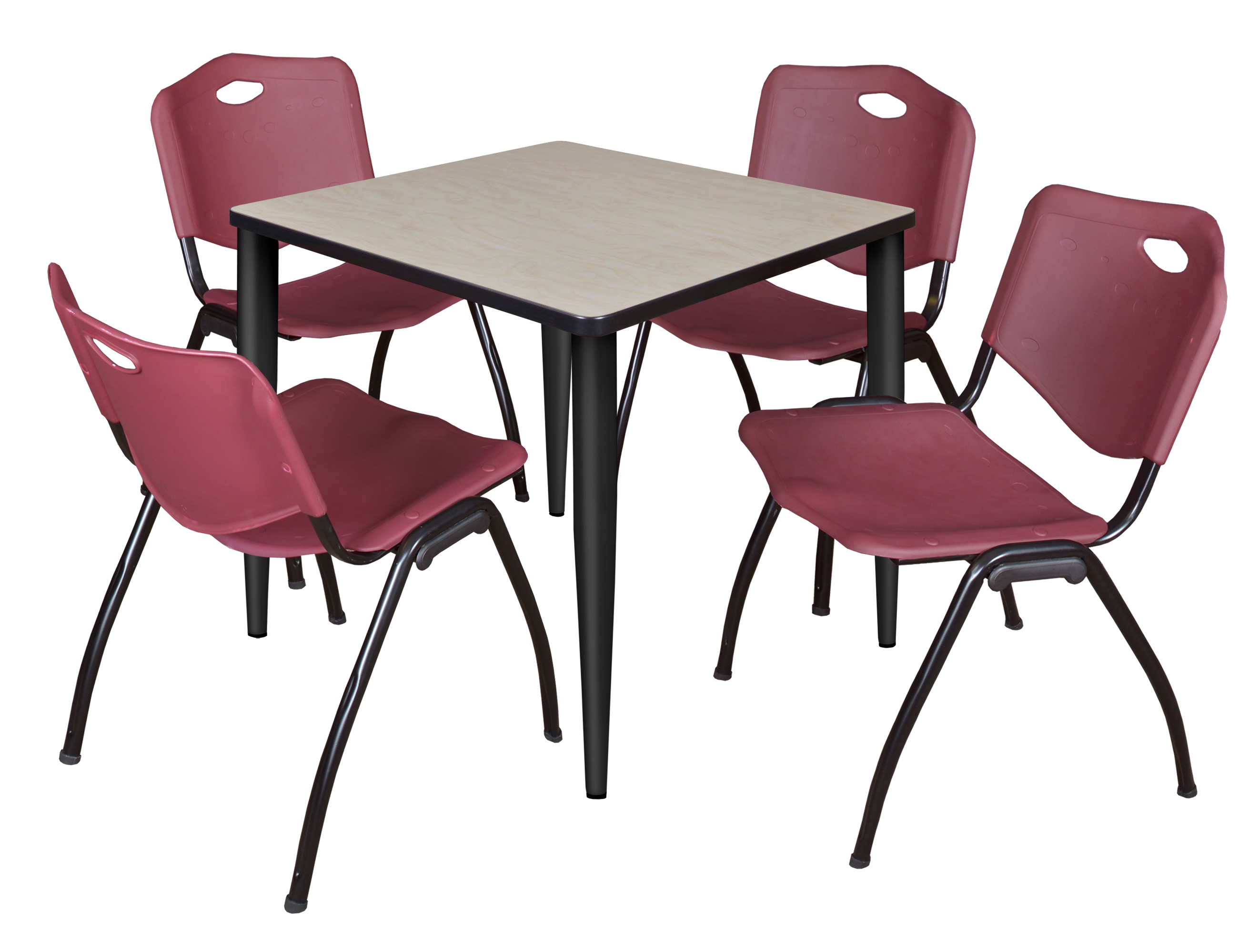 Regency Kahlo 30 in. Square Breakroom Table Top Black Base & 4 M Stack Chairs - Picture 17 of 44