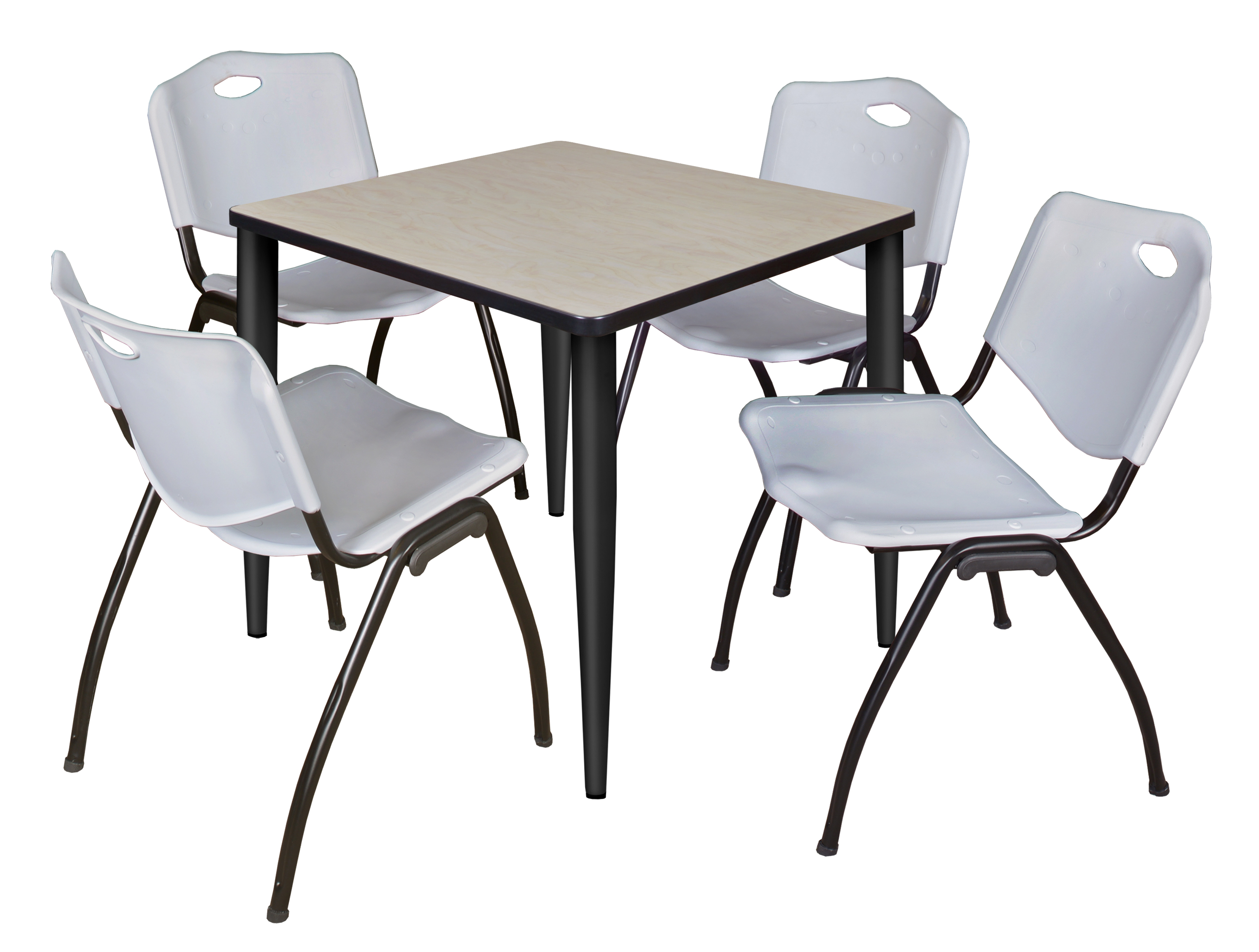 Regency Kahlo 30 in. Square Breakroom Table Top Black Base & 4 M Stack Chairs - Picture 27 of 44