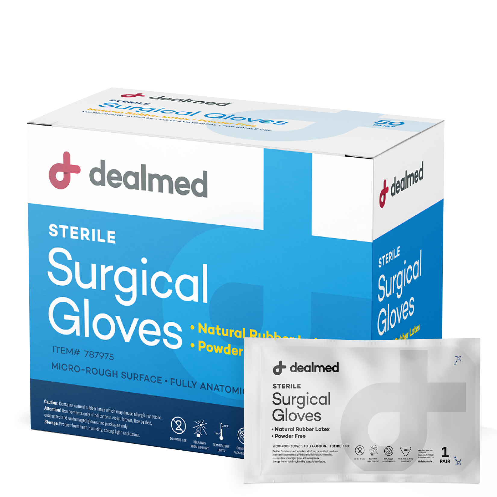 Dealmed Surgical Latex Gloves, Sterile Powder-Free, 50 Pairs/Box - Picture 26 of 57