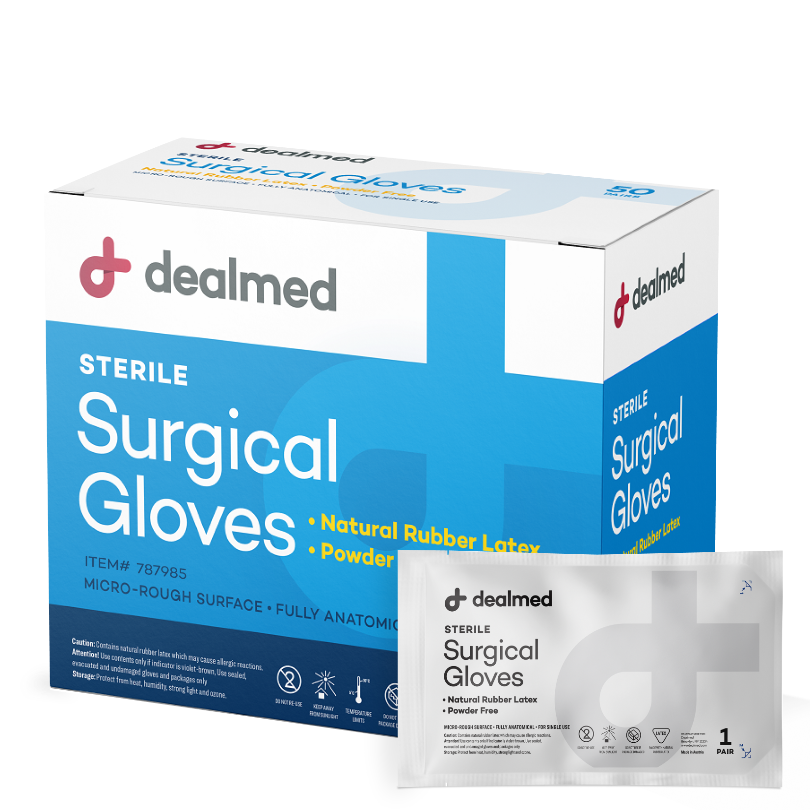 Dealmed Surgical Latex Gloves, Sterile Powder-Free, 50 Pairs/Box - Picture 42 of 57