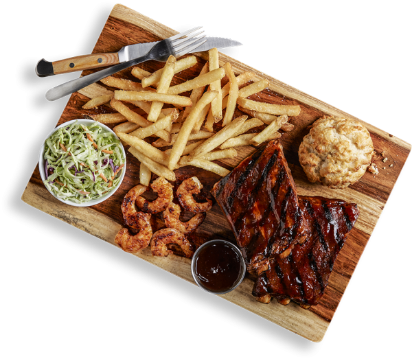 1/2 Rack of Ribs and BBQ Seared Shrimp