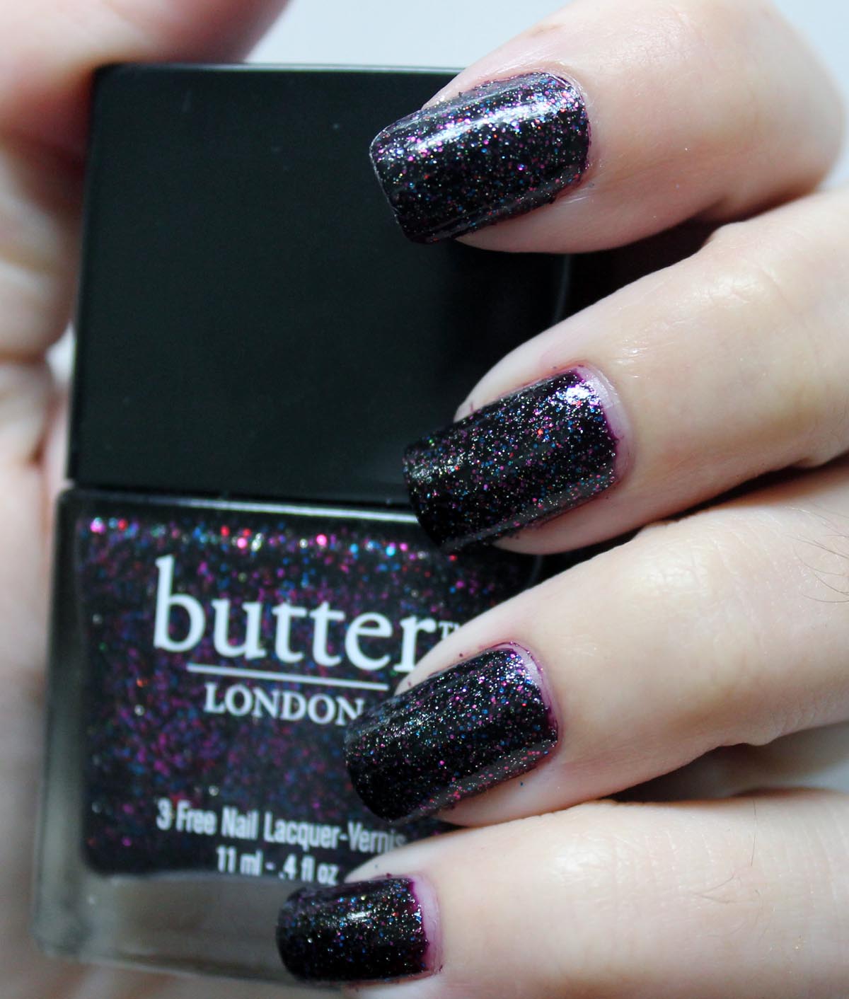Butter London The Black Knight over Zoya Casey, photos swatches and reviews
