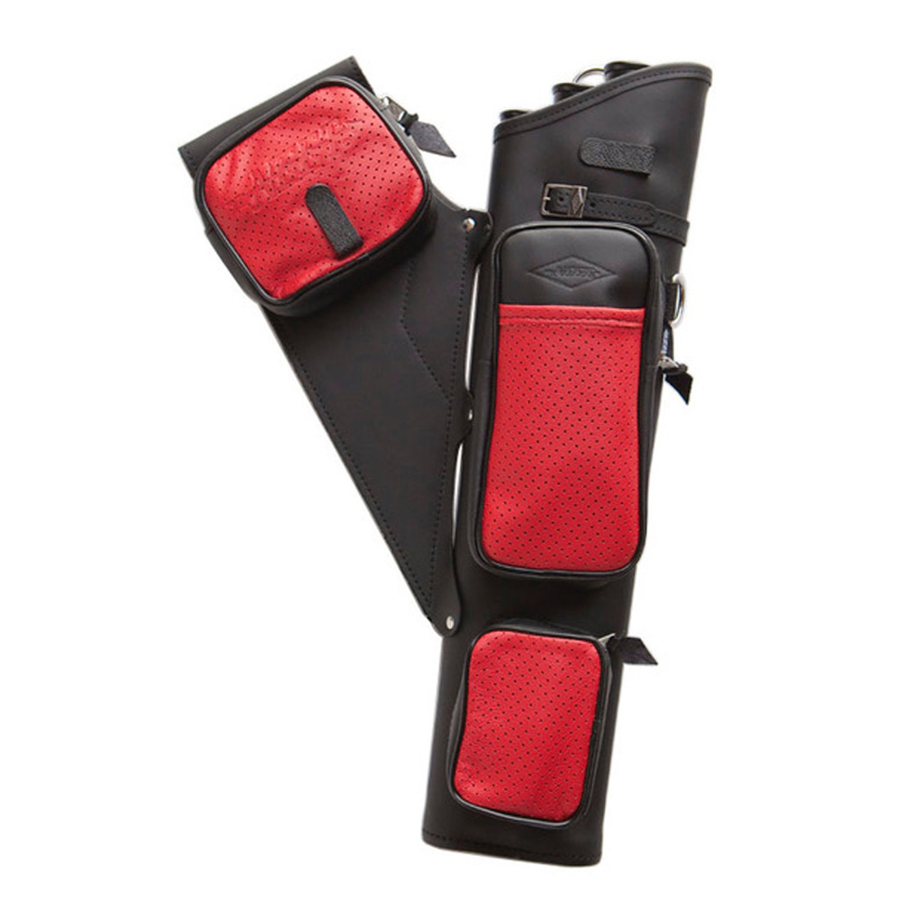 Neet 1058 Nt-2300 Leather Target Quiver Black Red Pockets Rh | eBay