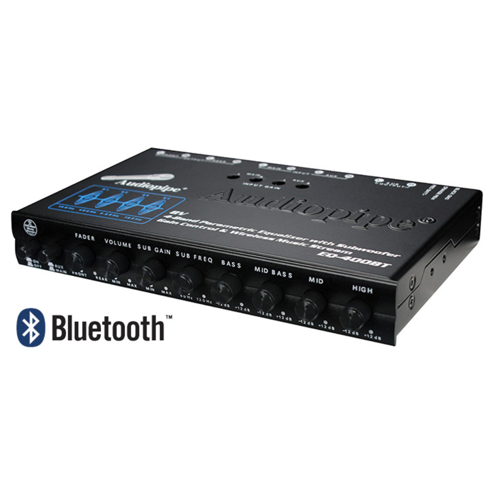 Audiopipe Eq400Bt 4 Band Stereo Equalizer/Crossover Bluetooth 9 Volt