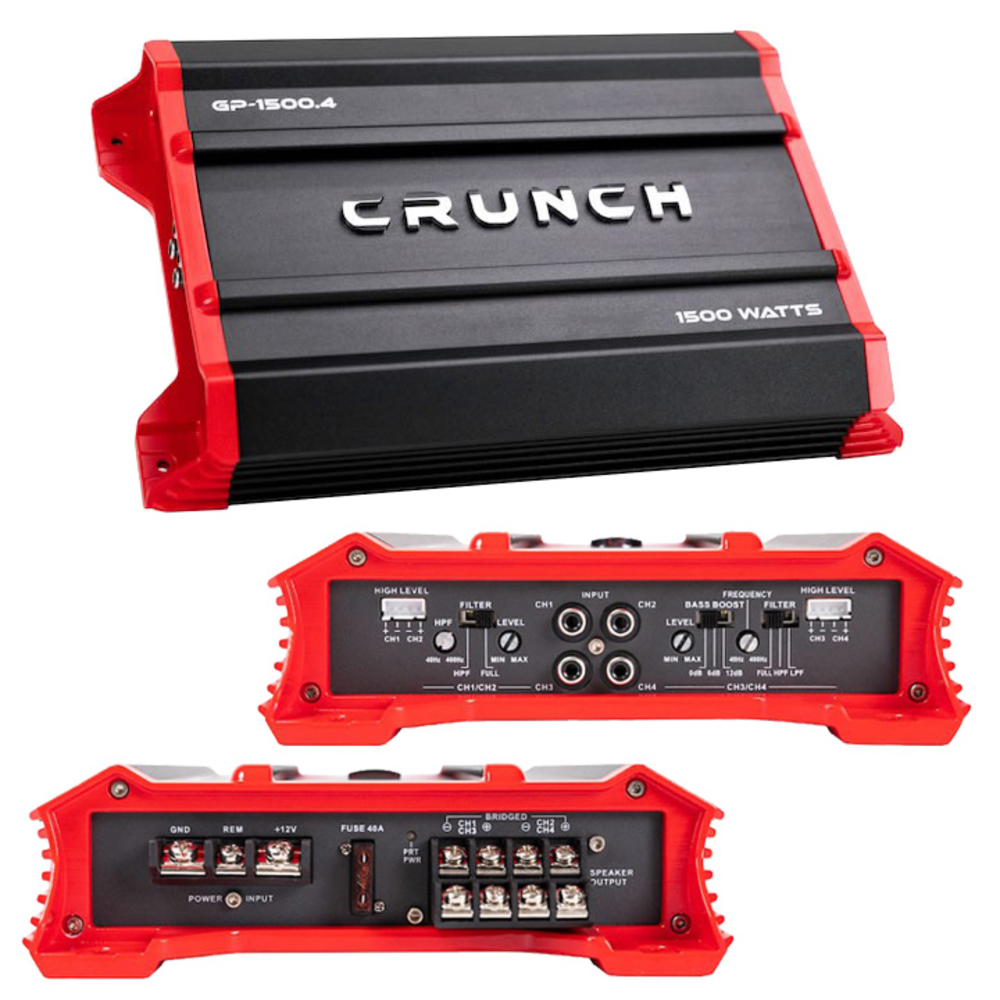 Crunch Gp-1500.4 Ground Pounder 4 X 190 @ Ohms 375 2 750 Watts