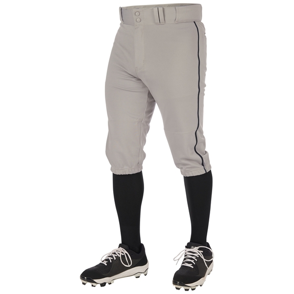 Grey w/ Black Braid - ADULT ; TRIPLE CROWN 2.0 KNICKER PANT W/BRAID