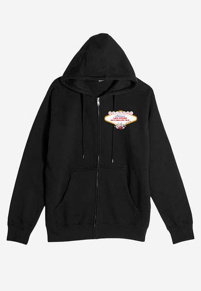 BLACK - Unisex Premium Full-Zip Hooded Sweatshirt w/ print font and back