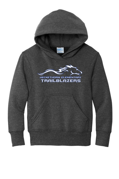 Dark Heather Grey - Fleece Pullover Hooded Sweatshirt