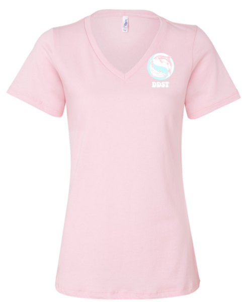 PINK - Ladies' Relaxed Jersey V-Neck T-Shirt w/ Print (Front & Back)