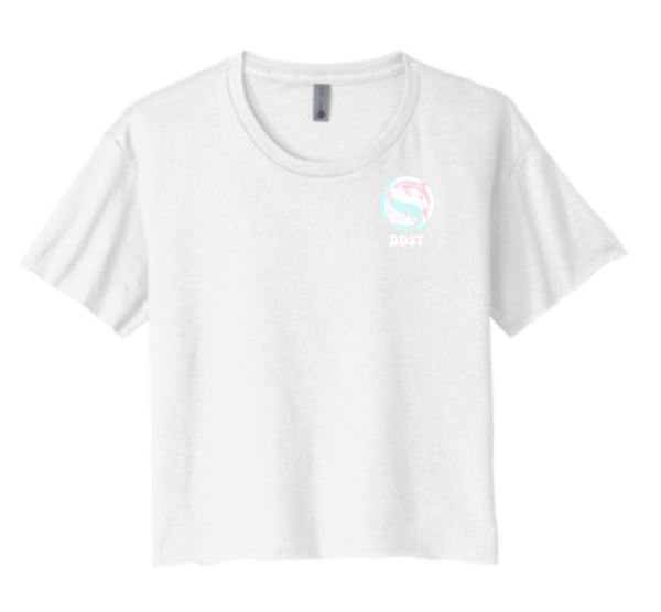 WHITE - Ladies' Festival Cali Crop T-Shirt w/ Print (Front & Back)