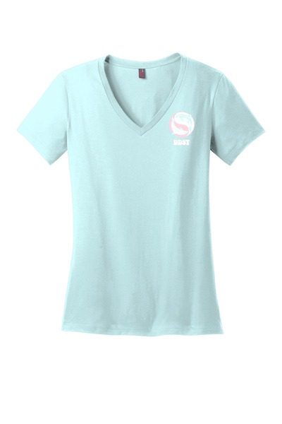Seaglass Blue - Women's Perfect Weight V-Neck Tee w/ Print (Front & Back)