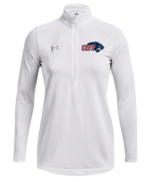 100-White - Women's UA Tech™ Team ½ Zip w/ Embroidery