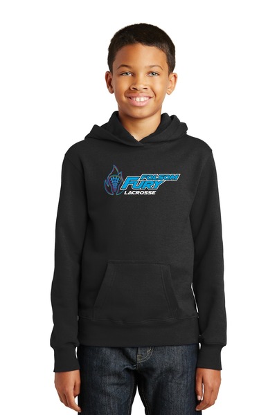 Jet Black - Youth Fan Favorite Fleece Pullover Hooded Sweatshirt w/ Print