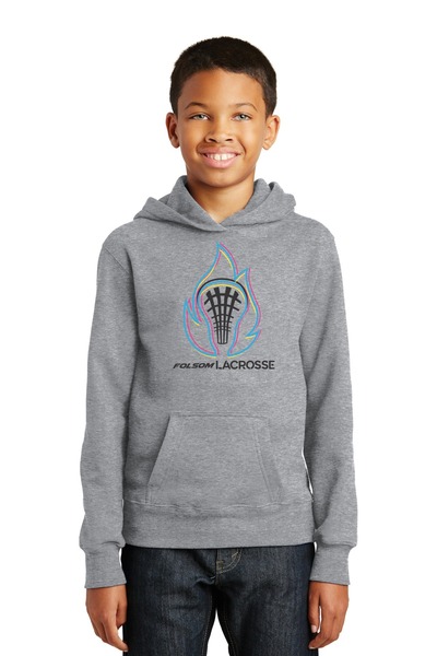 Athletic Heather - Youth Fan Favorite Fleece Pullover Hooded Sweatshirt w/ Print