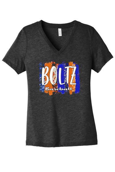 Charcoal Black Triblend - BELLA+CANVAS ® Women's Relaxed Triblend V-Neck Tee NEW LOGO
