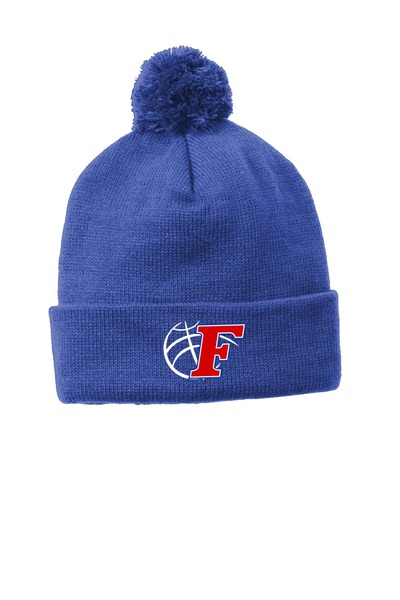 True Royal - Solid Pom Pom Beanie w/ EMB