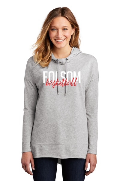 Light Heather Grey - Women's Featherweight French Terry Hoodie w/ Print