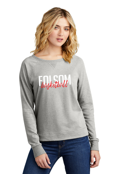 Lt. Heather Grey - Women’s Featherweight French Terry Long Sleeve Crewneck w/ Print
