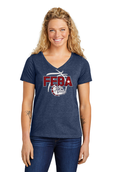 NAVY - Relaxed V-Tee w/ Bling and Rhinestones