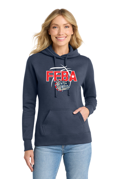 Navy - ® Ladies Core Fleece Pullover Hooded Sweatshirt w/ PRINT