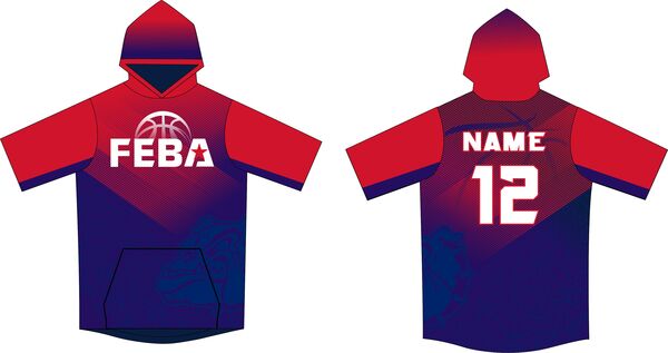 NAVY/RED - Youth Performance Custom Sublimated Shooter Short Sleeve with Hood