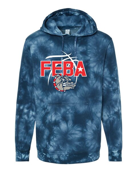 NAVY - Midweight Tie-Dyed Hooded Sweatshirt w/ Print