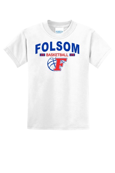 White - Youth Core Blend Tee w/ Print - FOLSOM HS