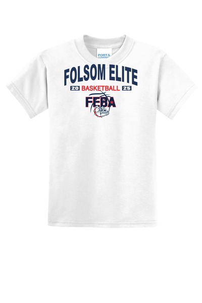 White - Youth Core Blend Tee w/ Print - FEBA