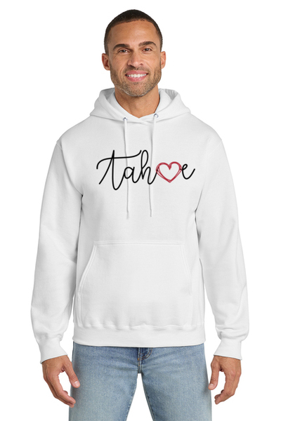 WHITE -   Essential Fleece Pullover Hooded Sweatshirt w/ Print (Tahoe Love)