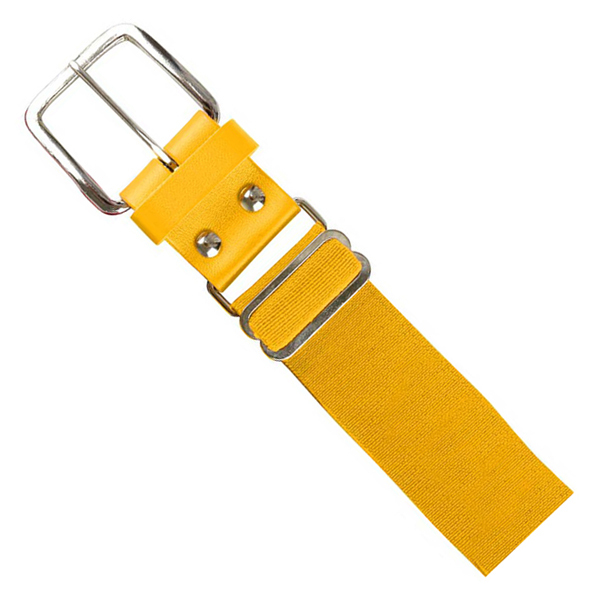 Gold - Adult Adjustable Baseball Belt, 1.5 Wide Leather Tab