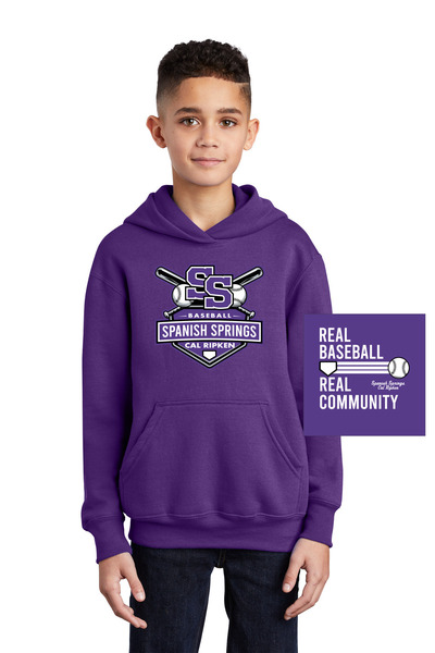 Team Purple - ® Youth Core Fleece Pullover Hooded Sweatshirt w/ PRINT FRONT & BACK